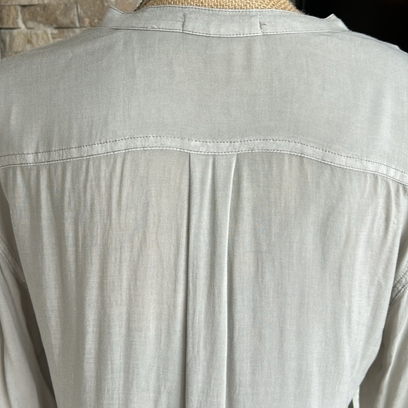 James Perse mandarin collar taupe gray brown long sleeve shirt dress 100% viscos - Picture 9 of 16